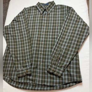 Cambridge Classics Men's Olive Plaid Button-Down Shirt by Lands' End